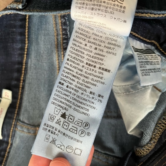 LEVI'S Denim Mid Lenth Cuffed Women's Shorts - Size 27 Deep Indigo Wash - Picture 4 of 7